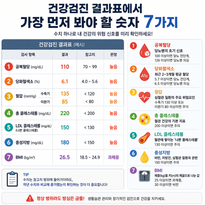 건강검진 결과표에서 가장 먼저 봐야 할 숫자 7가지