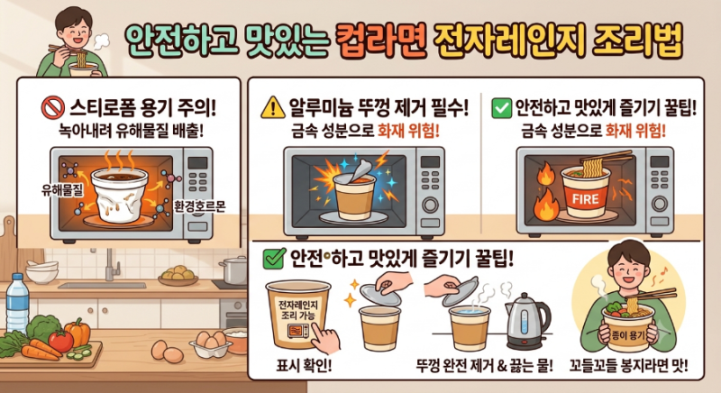 "귀찮아서 그냥 돌리셨나요?" 컵라면 전자레인지에 돌릴 때 99%가 하는 위험한 실수 ⚠️