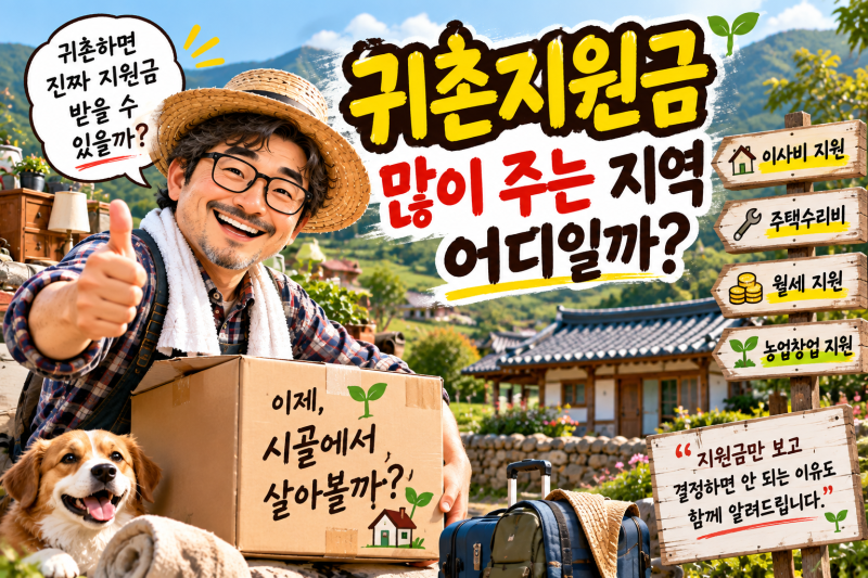 귀촌지원금 많이 주는 지역 어디일까? 귀촌하면 정말 현금 지원받을 수 있을까