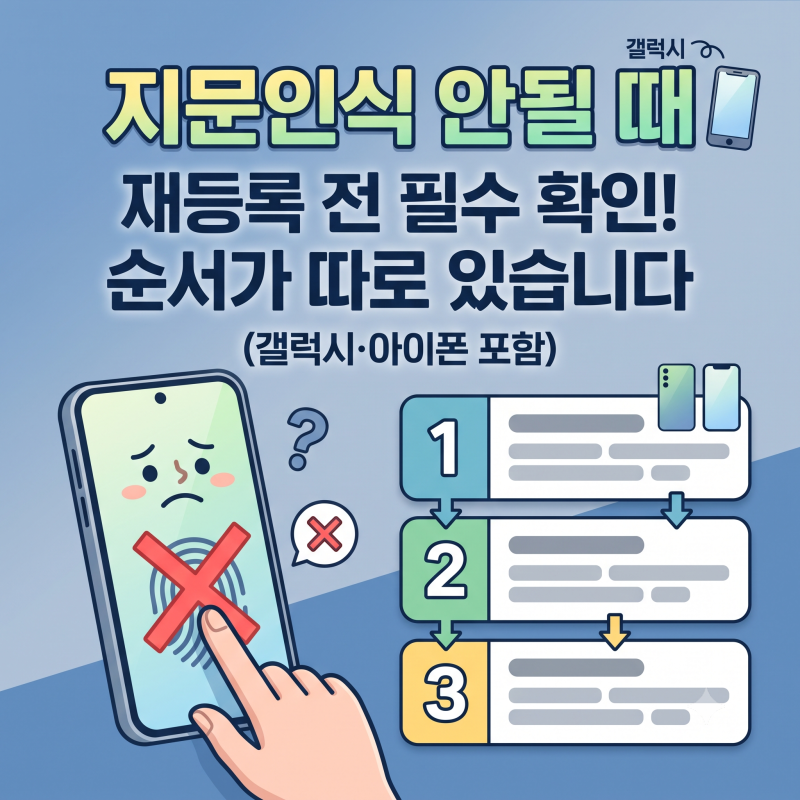 폰 필름 새로 붙이고 지문이 안 먹힌다면, 재등록보다 먼저 볼 곳이 있습니다 (갤럭시/아이폰....