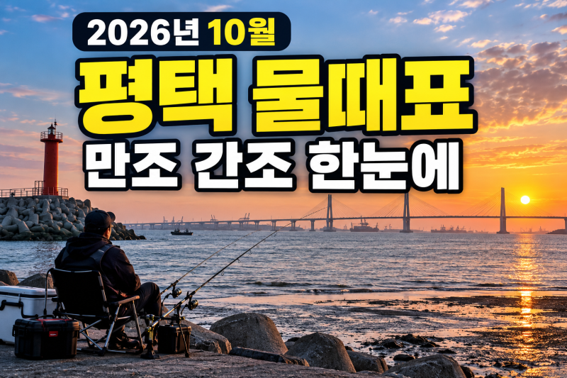 2026년 10월 평택 물때표 낚시 전 꼭 확인할 만조 간조 시간