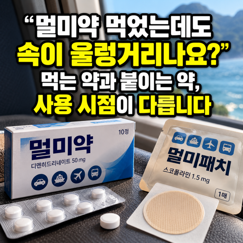“멀미약 먹었는데도 속이 울렁거리나요?” 먹는 약과 붙이는 약, 사용 시점이 다릅니다