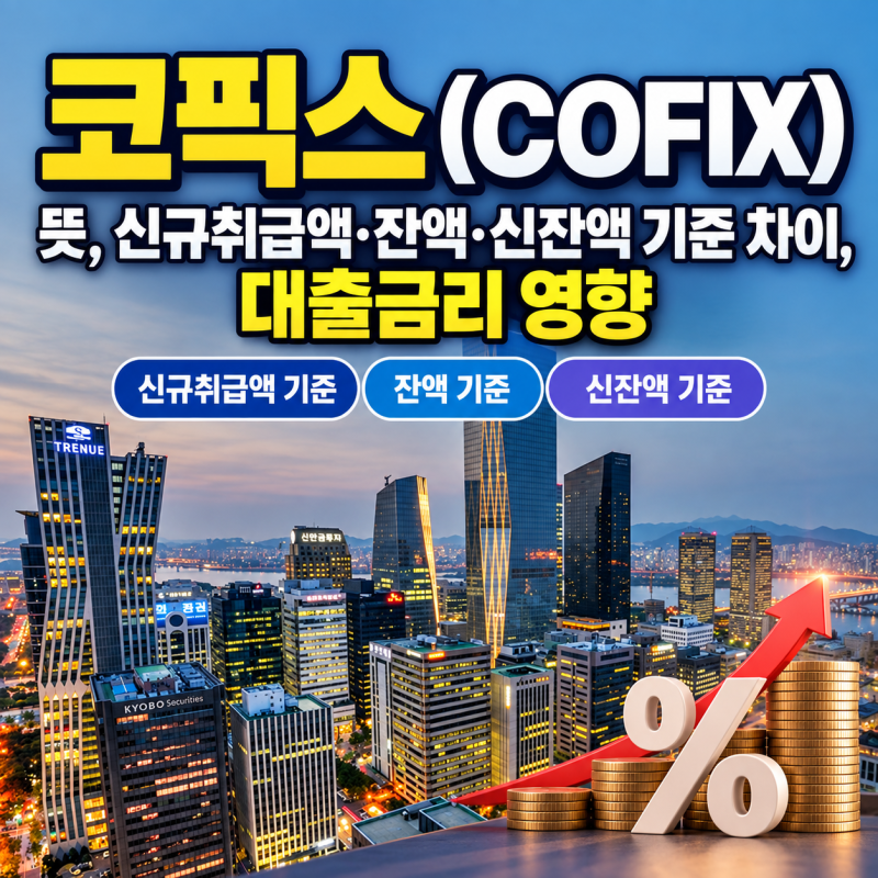 코픽스(COFIX) 뜻, 신규취급액·잔액·신잔액 기준 차이, 대출금리 영향까지 총정리