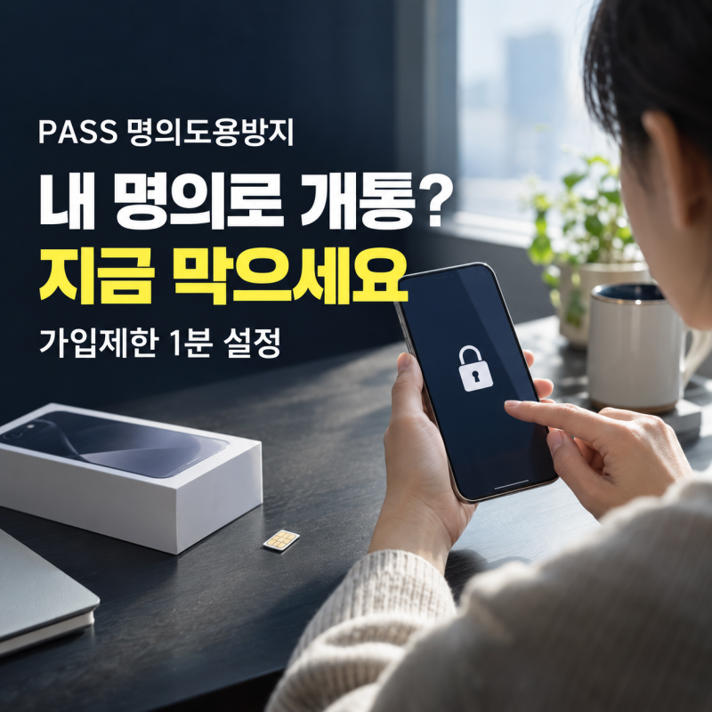 PASS 명의도용방지 설정 방법, 내 명의 휴대폰 개통 1분 차단
