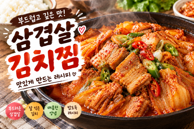 삼겹살 김치찜 레시피 푹 끓여 맛있게 만드는 법 | 묵은지 김치찜 양념