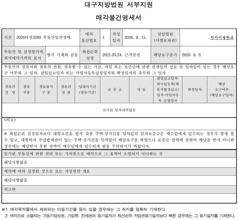 대구경매아파트 장기동 영남네오빌파크, 46평형 시작가 3억 1,990만원과 실거래 비교 사진 9