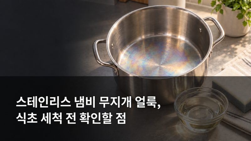 스테인리스 냄비 무지개 얼룩, 식초 세척 전 확인할 점