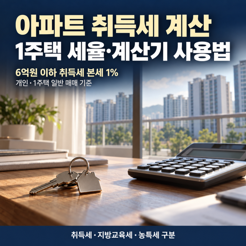 아파트 취득세 계산, 1주택 세율과 계산기 사용법