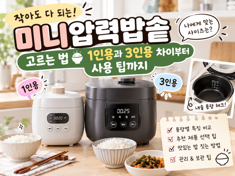 미니압력밥솥 고르는 법 1인용과 3인용 차이부터 사용 팁까지