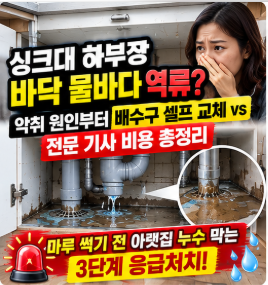 싱크대 하부장 역류 냄새 배수구 교체 셀프 vs 기사 비용 해결법 총정리