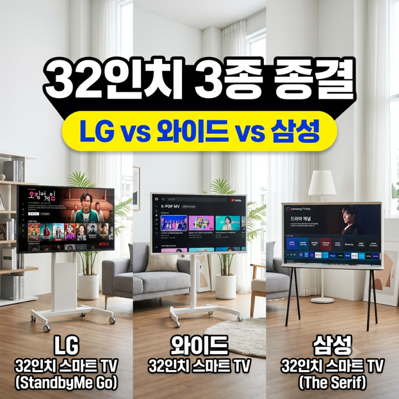 LG 32인치 vs 와이드무빙뷰 vs 삼성 삼탠바이미 3분 종결(30~50만 원대 이동식 TV 뭘 살까? )