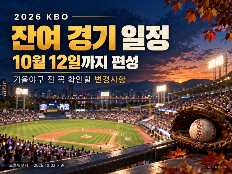 2026 KBO 잔여 경기 10월 12일까지｜가을야구 기다리며 알아둘 일정 변경