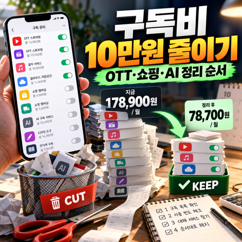 OTT·쇼핑멤버십·AI 구독비 다이어트, 한 달 10만원 줄이는 순서