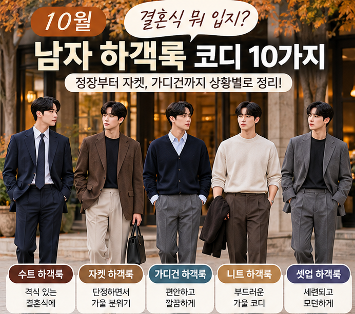 10월 결혼식 뭐 입지? 남자 하객룩 코디 10가지, 정장·자켓·가디건까지