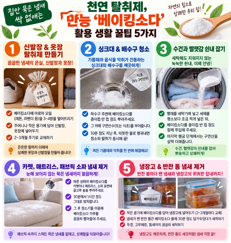 집안 묵은 냄새 싹 없애는 천연 탈취제, 만능 '베이킹소다' 활용 생활 꿀팁 4가지
