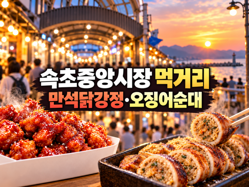 속초중앙시장 먹거리 2026｜만석닭강정 공식 택배·오징어순대·회센터·주차