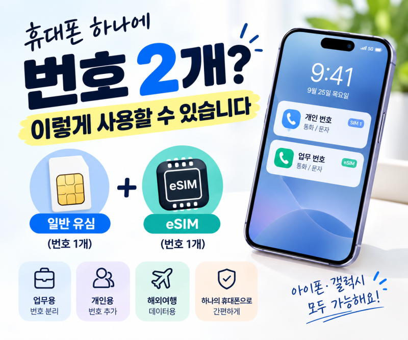 휴대폰 하나로 번호 2개 사용하는 방법듀얼 SIM, eSIM 쉽게 알아보기