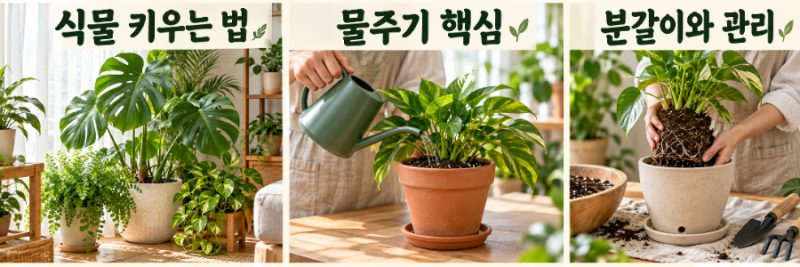식물 키우는 법 총정리｜햇빛부터 물주기·분갈이까지 초보자를 위한 실내 식물 관리법