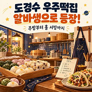 도경수 우주떡집 알바생 등장, 떡뻥 타코와 홀 서빙 도전까지