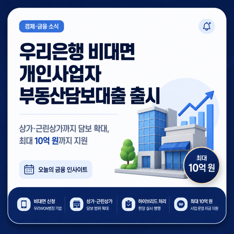 우리은행 비대면 개인사업자 부동산담보대출 출시 내용과 특징