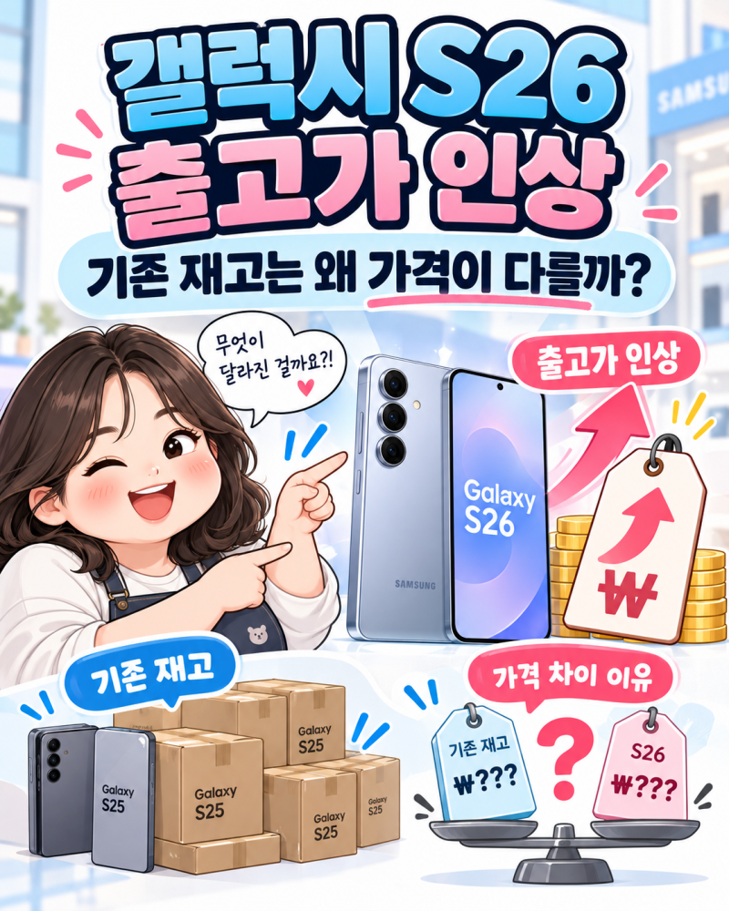 갤럭시 S26 출고가 인상, 기존 재고는 왜 가격이 다른가요? 기존 가격 재고 총정리