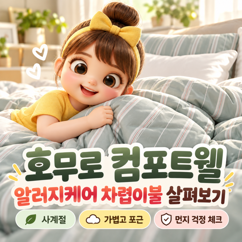 호무로 컴포트웰 알러지케어 차렵이불, 사계절 침구 고를 때 체크할 점