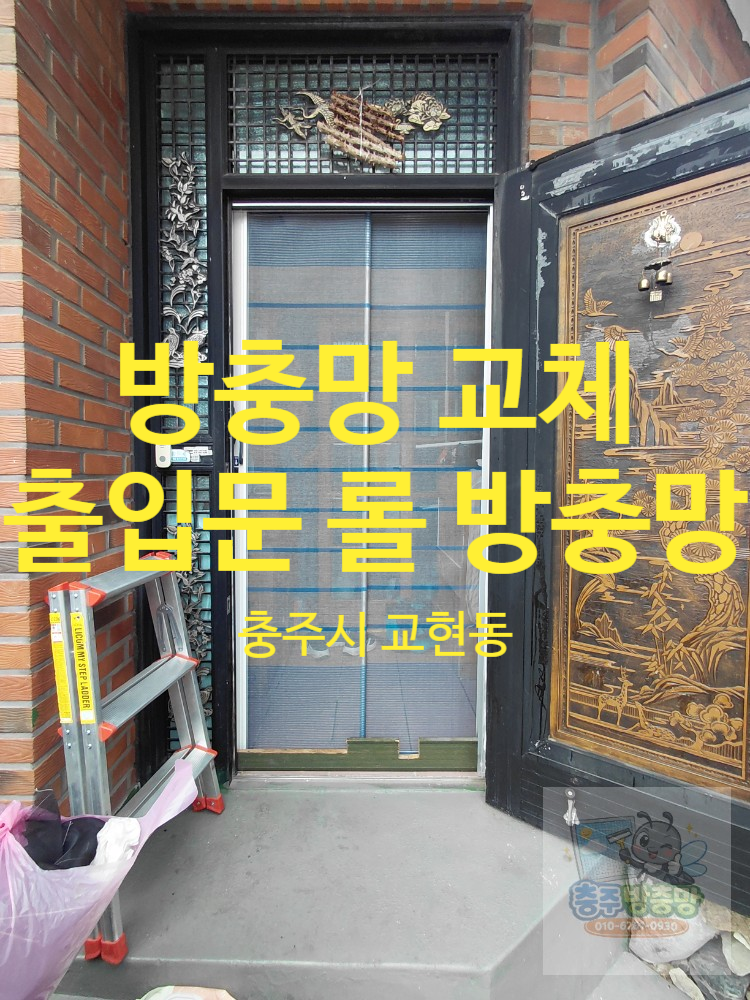 [충주 방충망 설치] 교현동 단독주택 현관 롤 방충망 튼튼한 재설치 시공