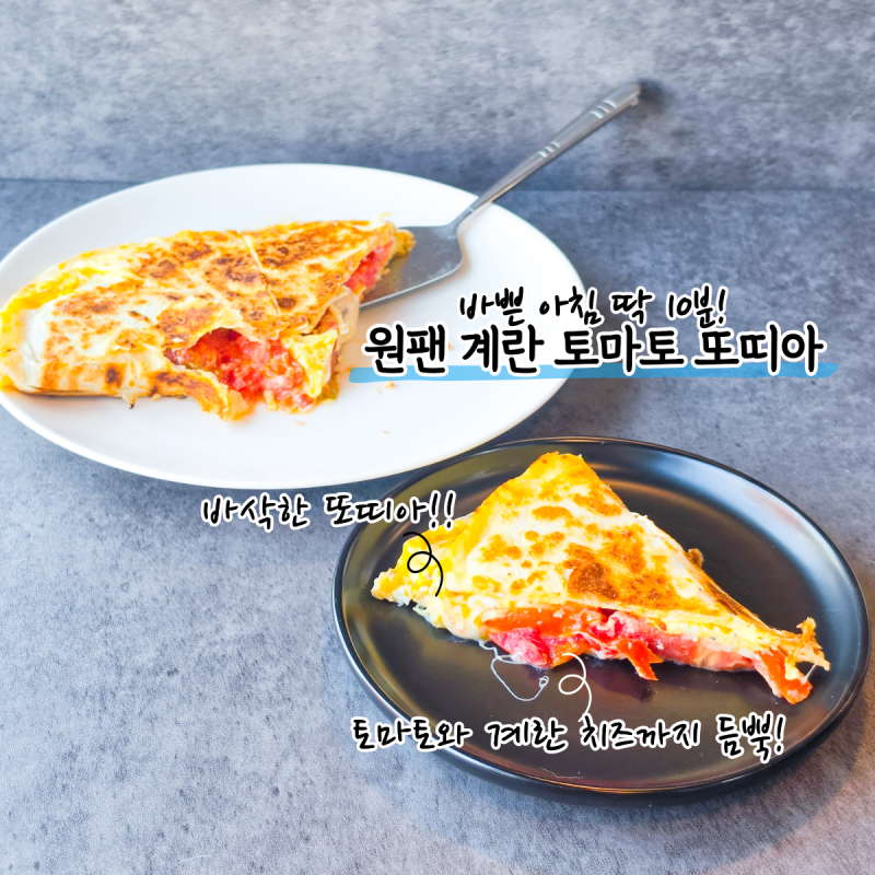 바쁜 아침 딱 10분, 원팬 계란 토마토 또띠아 토스트 레시피