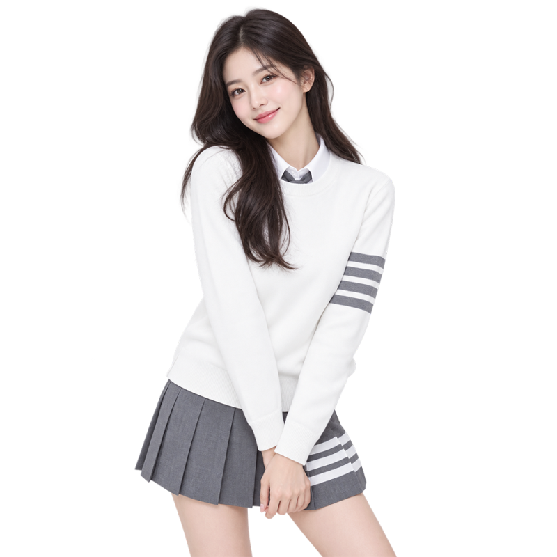 톰브라운 코튼 크레이프 4바 밀라노 스티치 풀오버 디테일 남자 니트