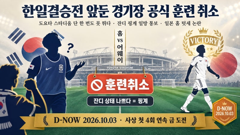 한일결승전 앞둔 경기장 공식 훈련 취소와 일본 홈 텃세 논란