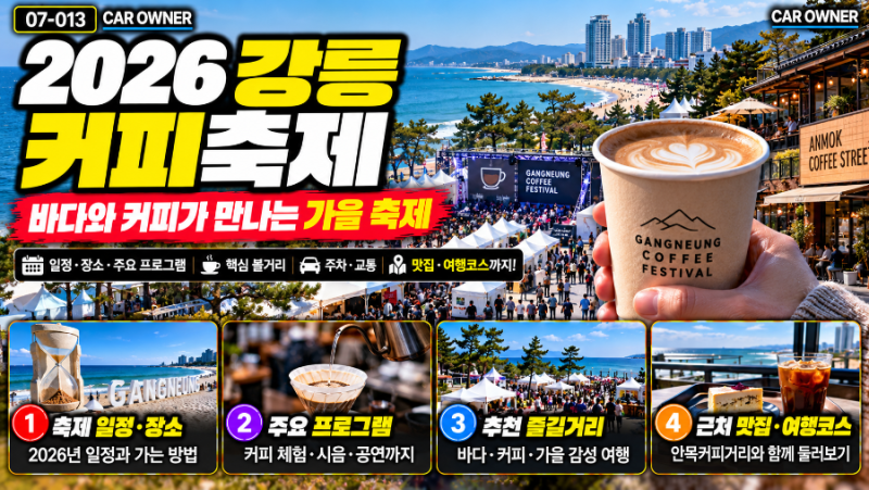2026 강릉커피축제｜기간·주차·안목 커피거리·100인100미 [07-013]