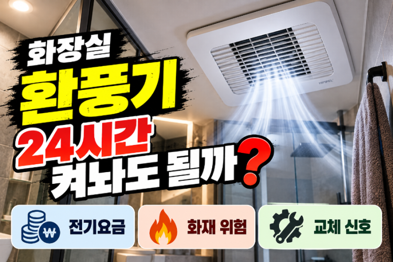 화장실 환풍기 24시간 켜놔도 될까?｜전기요금·화재 위험·교체 신호 총정리