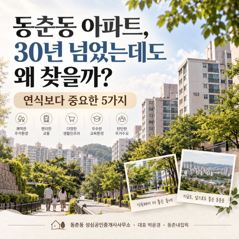 동춘동 아파트, 30년 넘었는데도 왜 찾을까? 연식보다 중요한 5가지