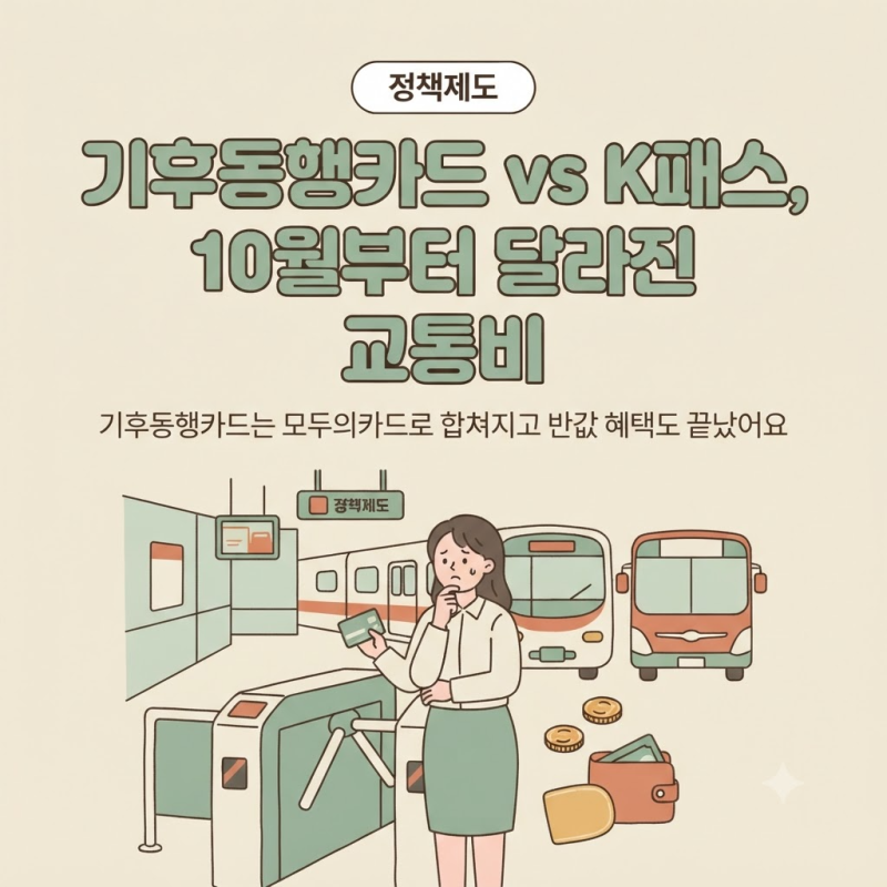 기후동행카드 vs K패스 비교, 10월부터 달라진 출퇴근 교통비 계산법