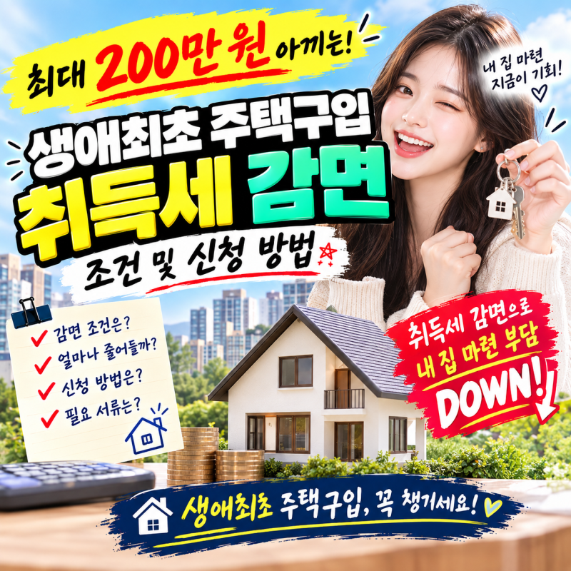 최대 200만 원 아끼는! 생애최초 주택구입 취득세 감면 조건 및 신청 방법