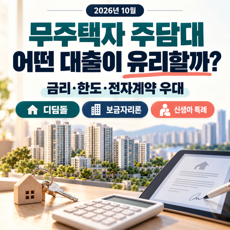 무주택자 주택담보대출, 어떤 상품이 유리할까?｜2026년 10월 금리·전자계약 우대 정리