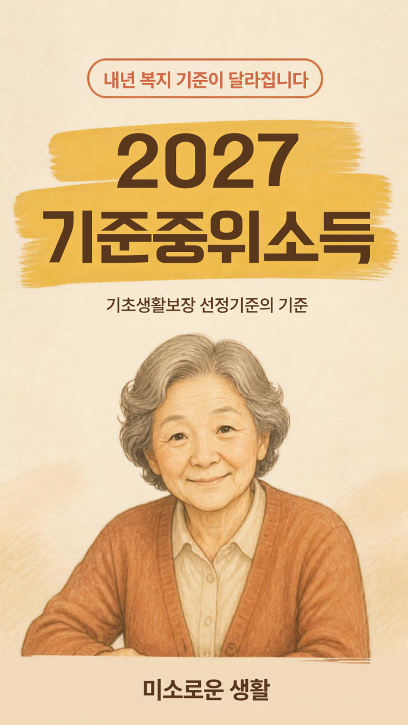 2027 기준중위소득｜1인 273만원·생계급여 87만5천원