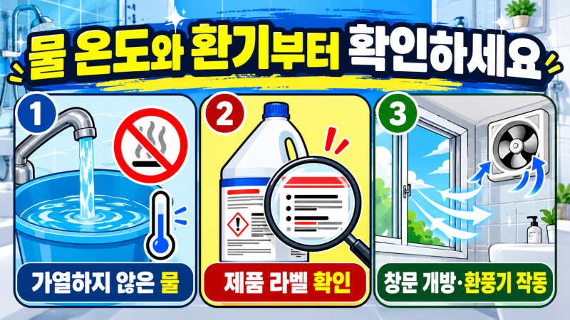 락스 희석할 때 물 온도와 환기 기준, 욕실 청소 전 확인