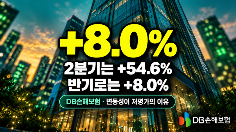 DB손해보험 주가 — 2분기 순익 +54.6%인데 상반기로는 +8.0%다