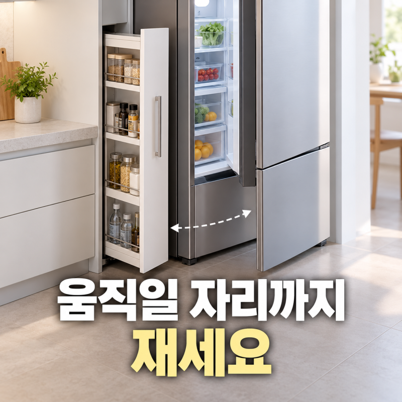 틈새수납장, 폭만 맞으면 끝일까? ‘들어갈 자리’보다 움직일 자리부터 재세요