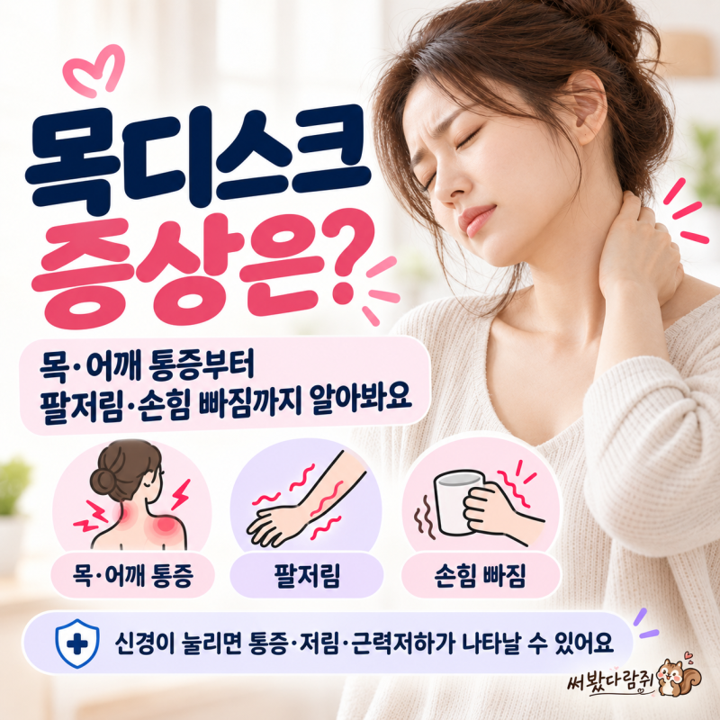 목디스크 증상은? 목·어깨 통증부터 팔저림·손힘 빠짐까지 알아봐요
