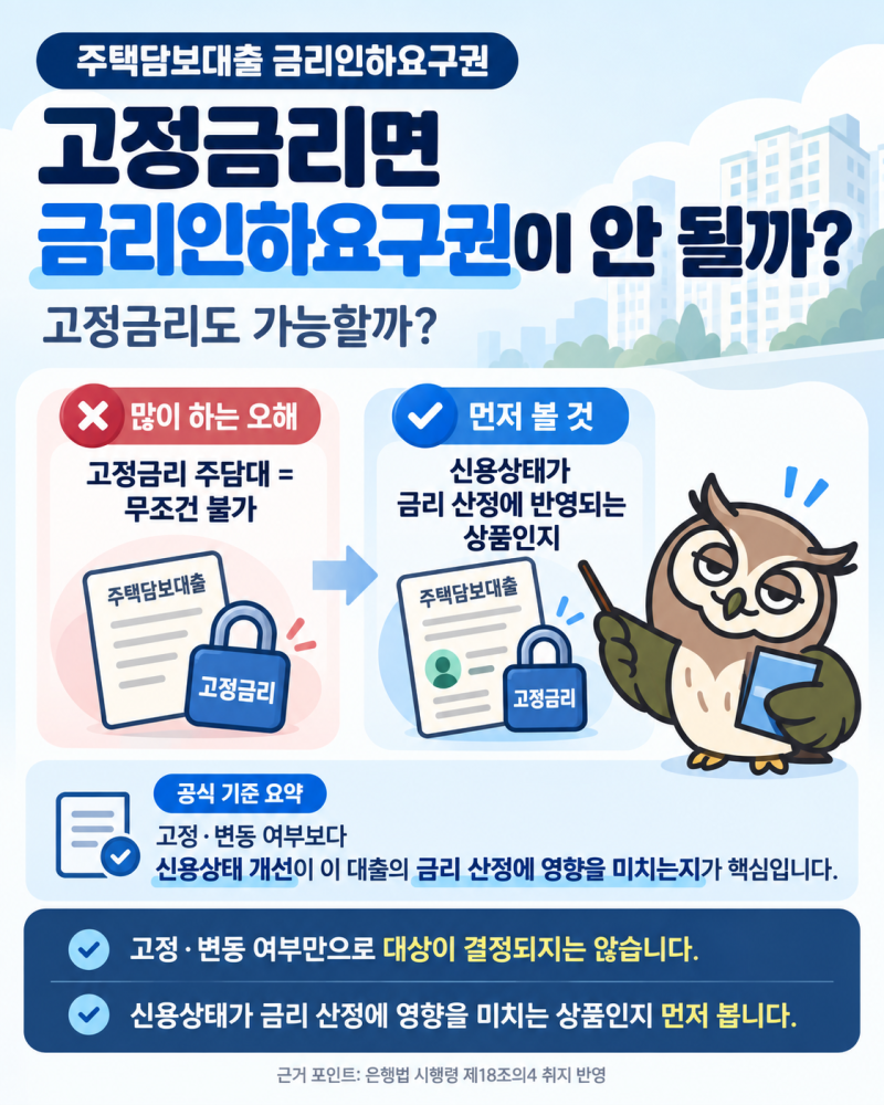 2026 주담대 금리인하요구권, 고정금리도 될까? 연봉·신용점수보다 먼저 볼 조건