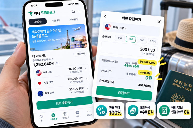 [여행 꿀팁] "해외여행 준비물 1순위!" 환전 수수료 무료에 공항 라운지 동반자 혜택까지 챙기....