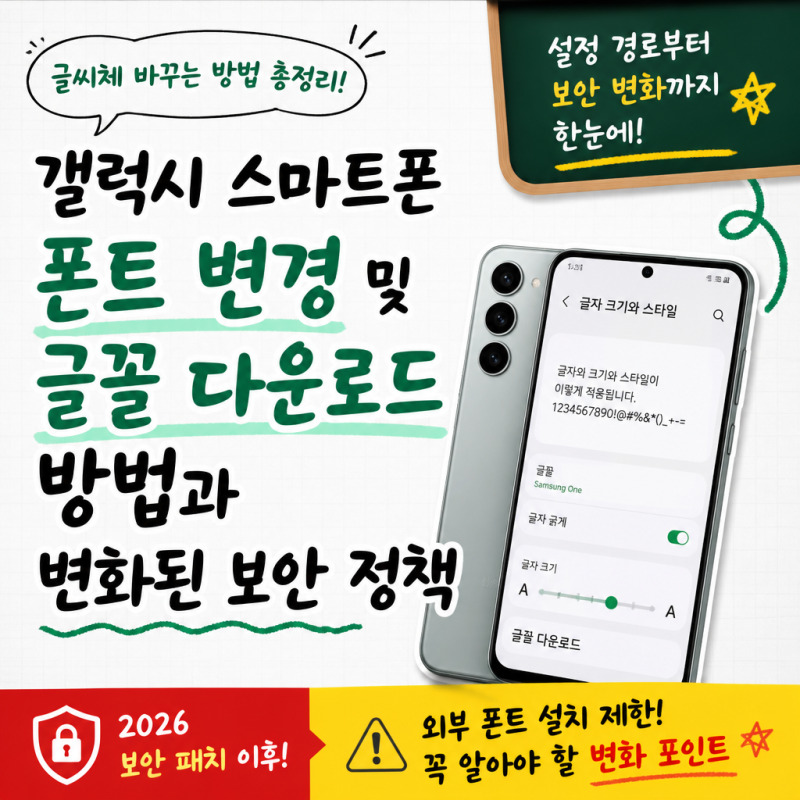 갤럭시 스마트폰 폰트 변경 및 글꼴 다운로드 방법과 변화된 보안