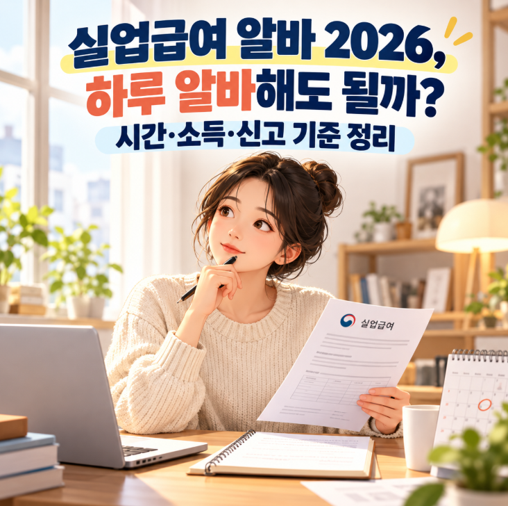 실업급여 알바 2026, 하루 알바해도 될까? 시간·소득·신고 기준 정리