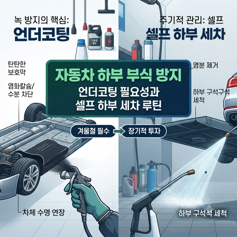 자동차 하부 부식 방지 : 언더코팅 필요성과 셀프 하부 세차 루틴