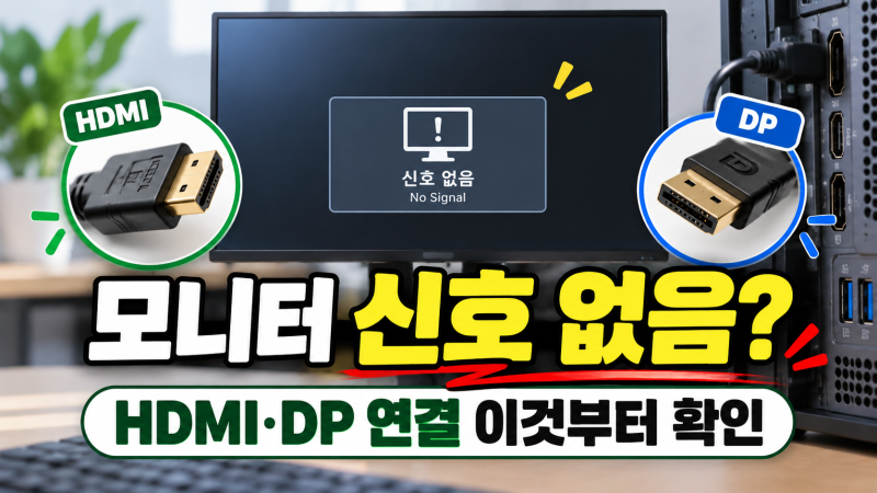 모니터 신호 없음 뜰 때 HDMI·DP 연결 확인방법｜화면 안 나올 때 체크 순서