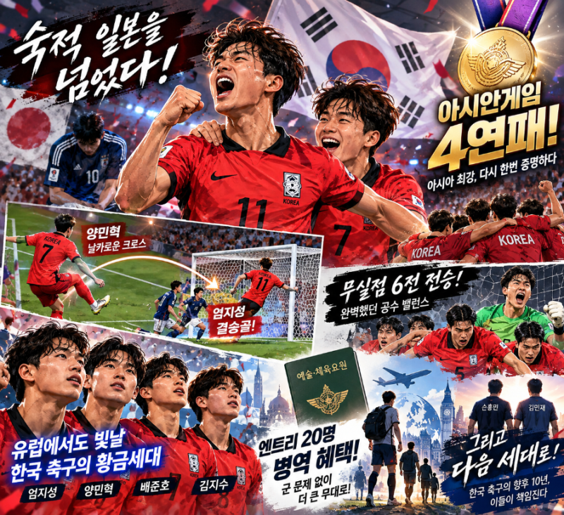 "병역특례 날개 단 20명의 영건들… 한국 축구 세대교체 '탄력'"