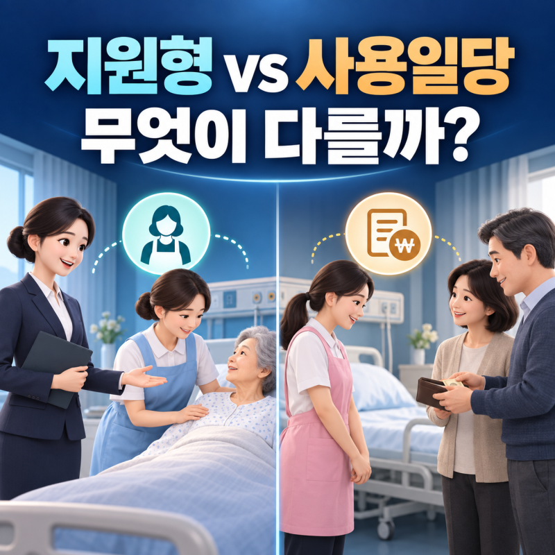 간병인지원형 vs 간병인사용일당 차이｜180일·365일과 요양병원 보장 비교