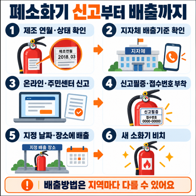 소화기 버리는 방법, 폐소화기 신고와 배출 순서